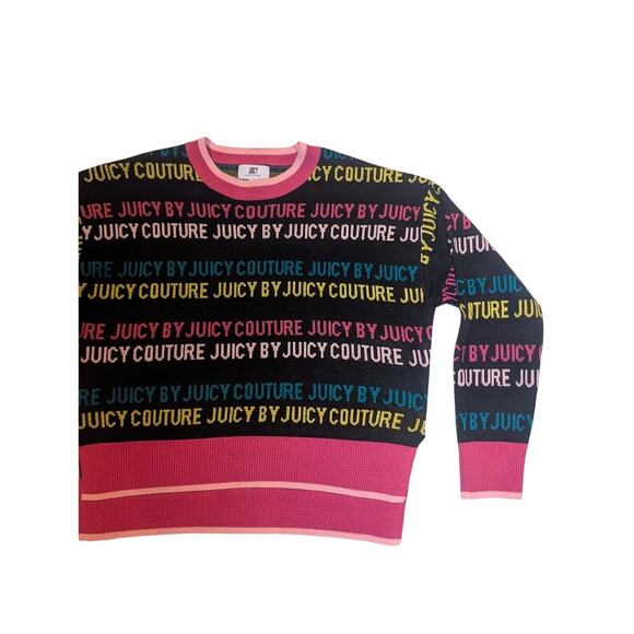 Juicy Couture Women's Med Crew Neck Sweater Long Sleeve Logo Bright Colors - Picture 2 of 3